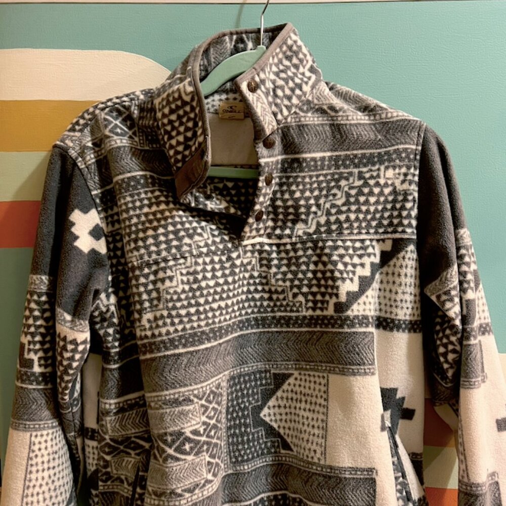 O'Neill Quarter Button Pullover Patterned Fleece Sweater - Picture 9 of 9